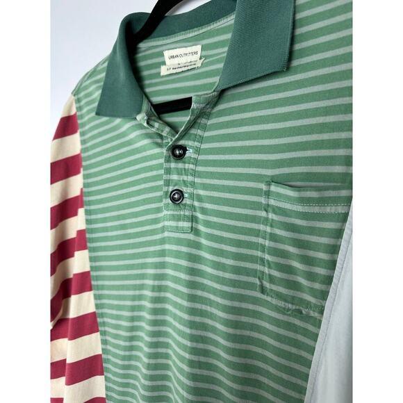 Urban Outfitters SMALL Patchwork Polo Men's Shirt Asymmetrical Y2K RARE - Picture 5 of 11